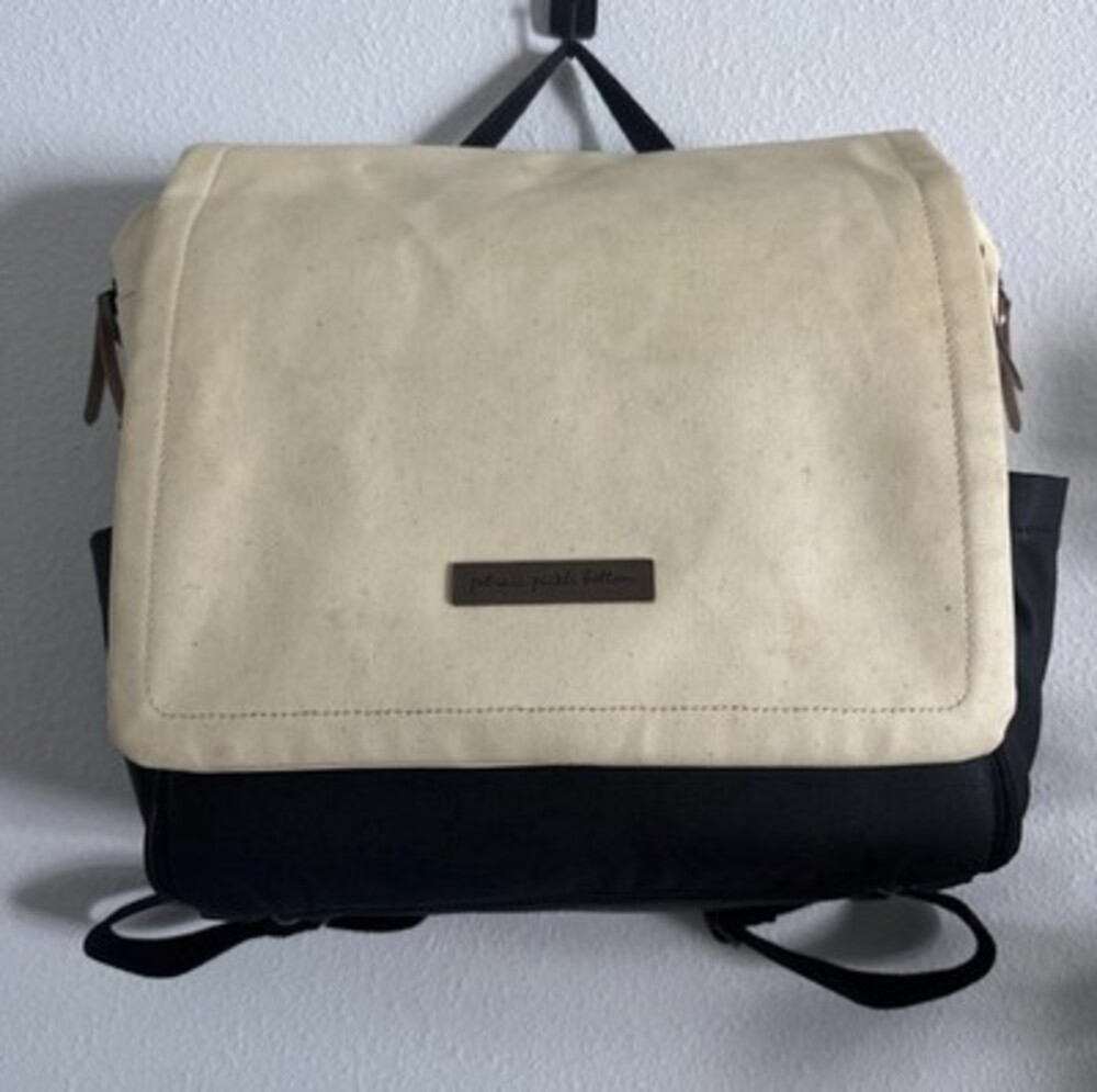 Petunia Pickle Bottom Boxy Backpack Diaper Bag, Sand/Black - Picture 2 of 8